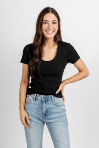 Z Supply Sirena short sleeve tee black - Z Supply Top - Z Supply Tops, Dresses, Tanks, Tees, Cardigans, Joggers and Loungewear at Lush Fashion Lounge