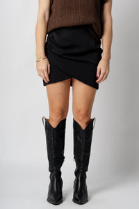 Wrap mini skirt black | Lush Fashion Lounge: boutique fashion skirts, affordable boutique skirts, cute affordable skirts