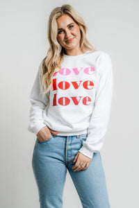 Love repeater fleece sweatshirt white - Stylish Sweatshirt - Trendy Graphic T-Shirts and Tank Tops at Lush Fashion Lounge Boutique in Oklahoma City