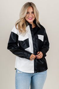 Color block shacket black/white - Cute Shacket - Trendy Jackets and Blazers at Lush Fashion Lounge Boutique in Oklahoma City