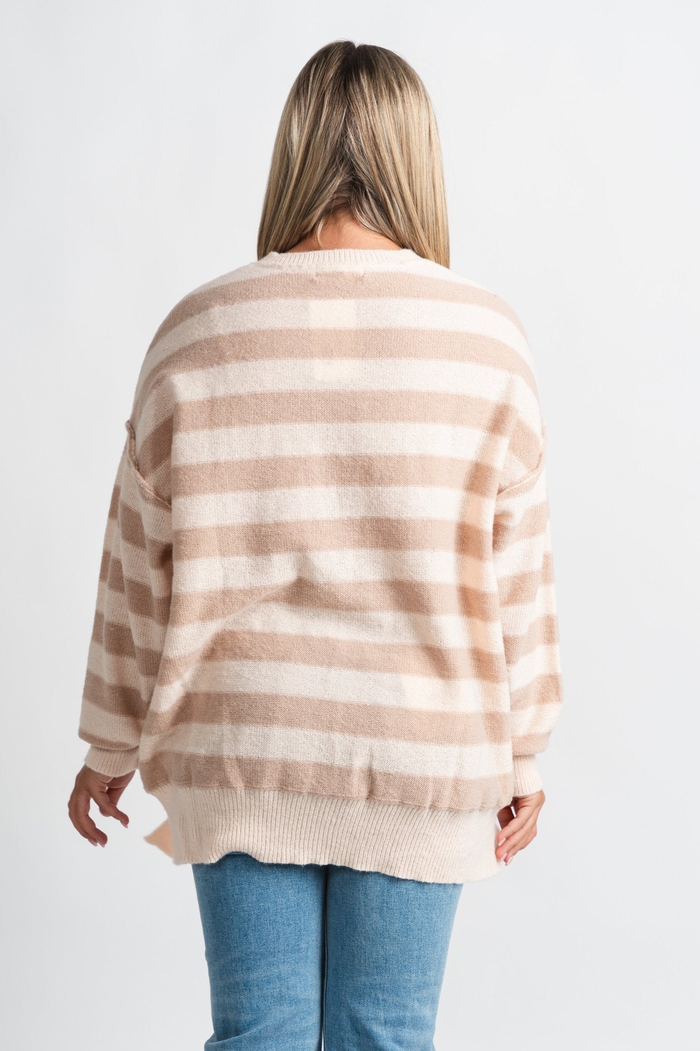 Oversized striped sweater natural/taupe