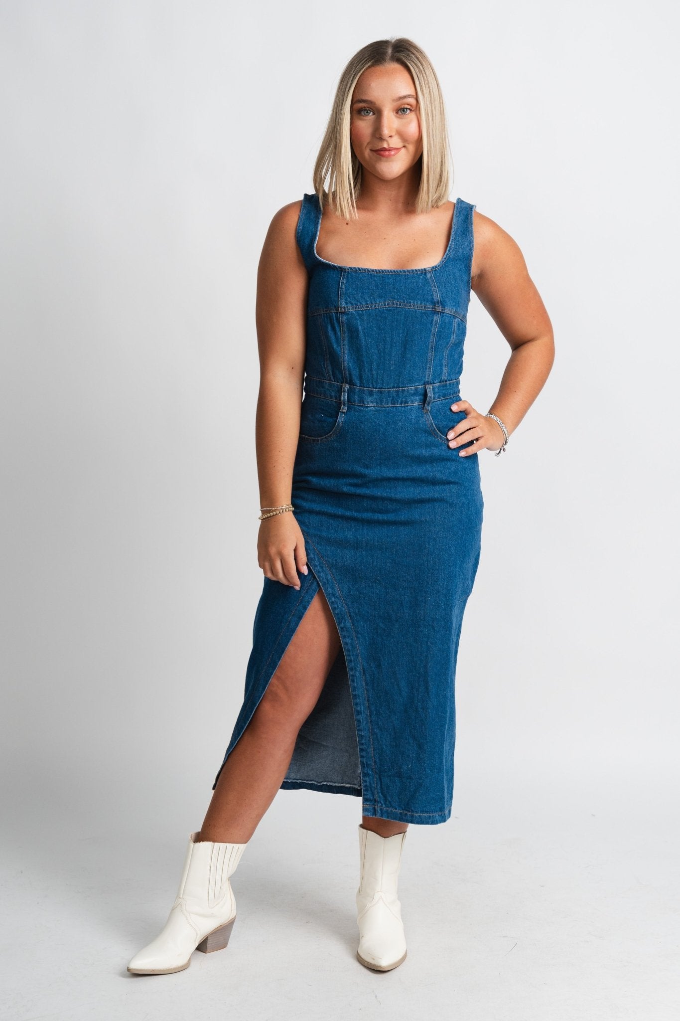 Denim midi dress Blue Blue / Large Denim midi dress Blue Blue / Large