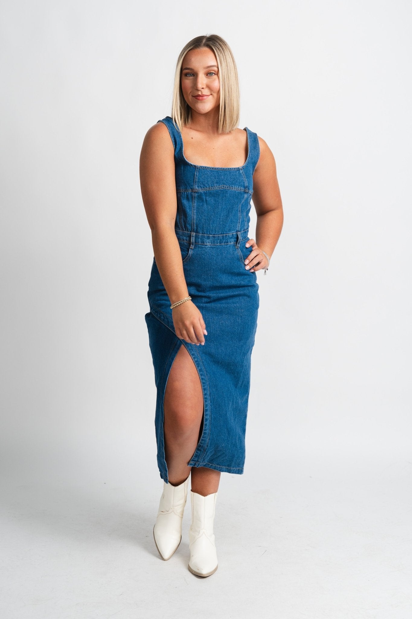 Denim midi dress Blue Blue / Large Denim midi dress Blue Blue / Large