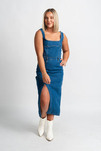 Denim Midi Dress Blue Blue / Large Denim Midi Dress Blue Blue / Large