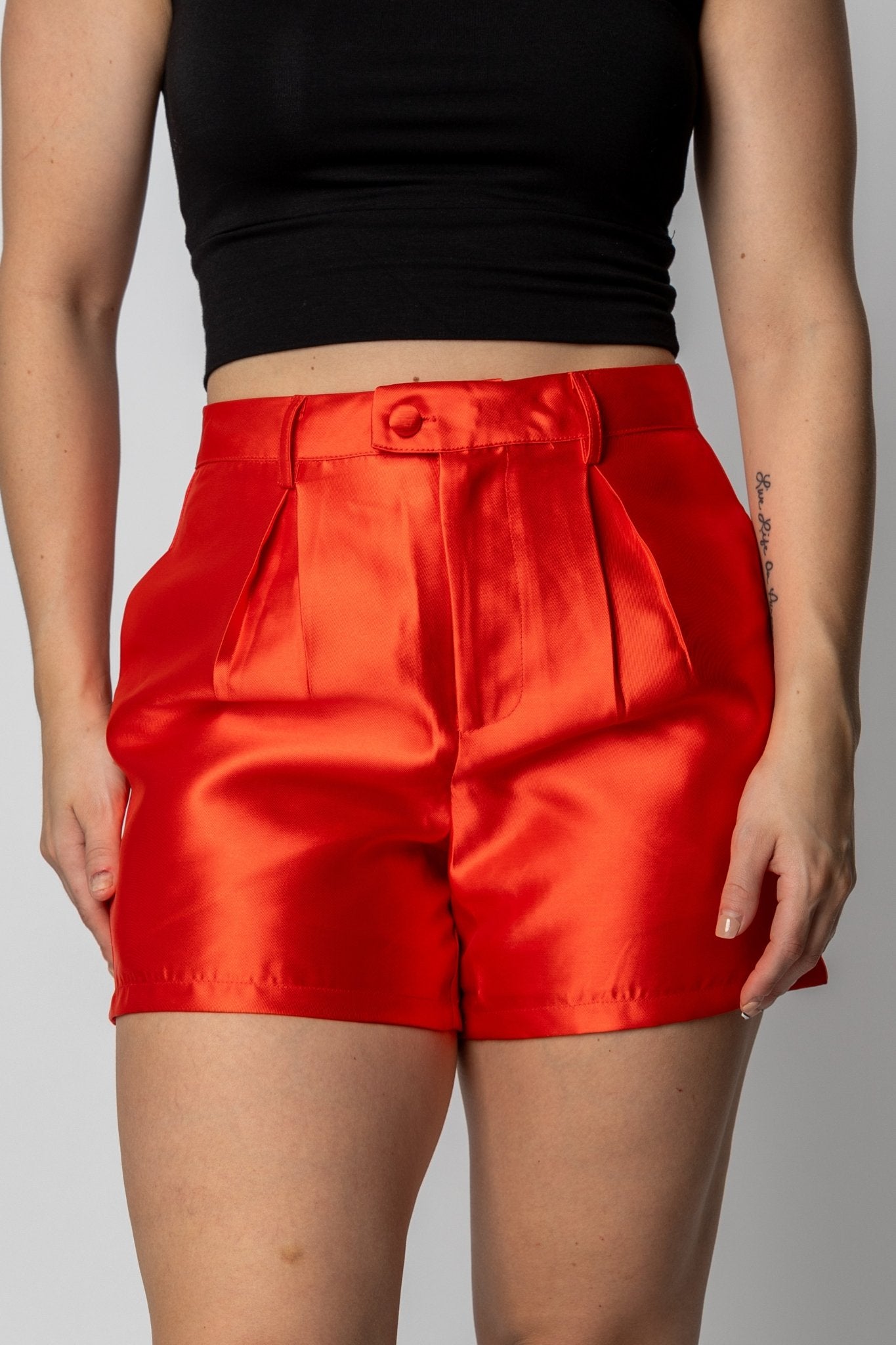 Satin twill shorts orange - Trendy Shorts - Fashion Shorts at Lush Fashion Lounge Boutique in Oklahoma City