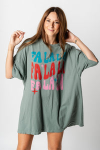 Falalala repeater oversized t-shirt dress green - Affordable t-shirt dress - Boutique Dresses at Lush Fashion Lounge Boutique in Oklahoma City