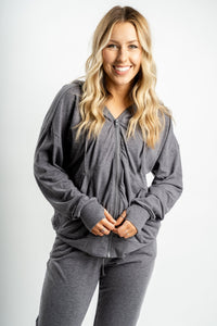 Z Supply carry zip front hoodie charcoal - Z Supply hoodie - Z Supply Apparel at Lush Fashion Lounge Trendy Boutique Oklahoma City