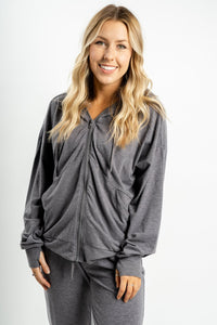Z Supply carry zip front hoodie charcoal - Z Supply hoodie - Z Supply Tops, Dresses, Tanks, Tees, Cardigans, Joggers and Loungewear at Lush Fashion Lounge