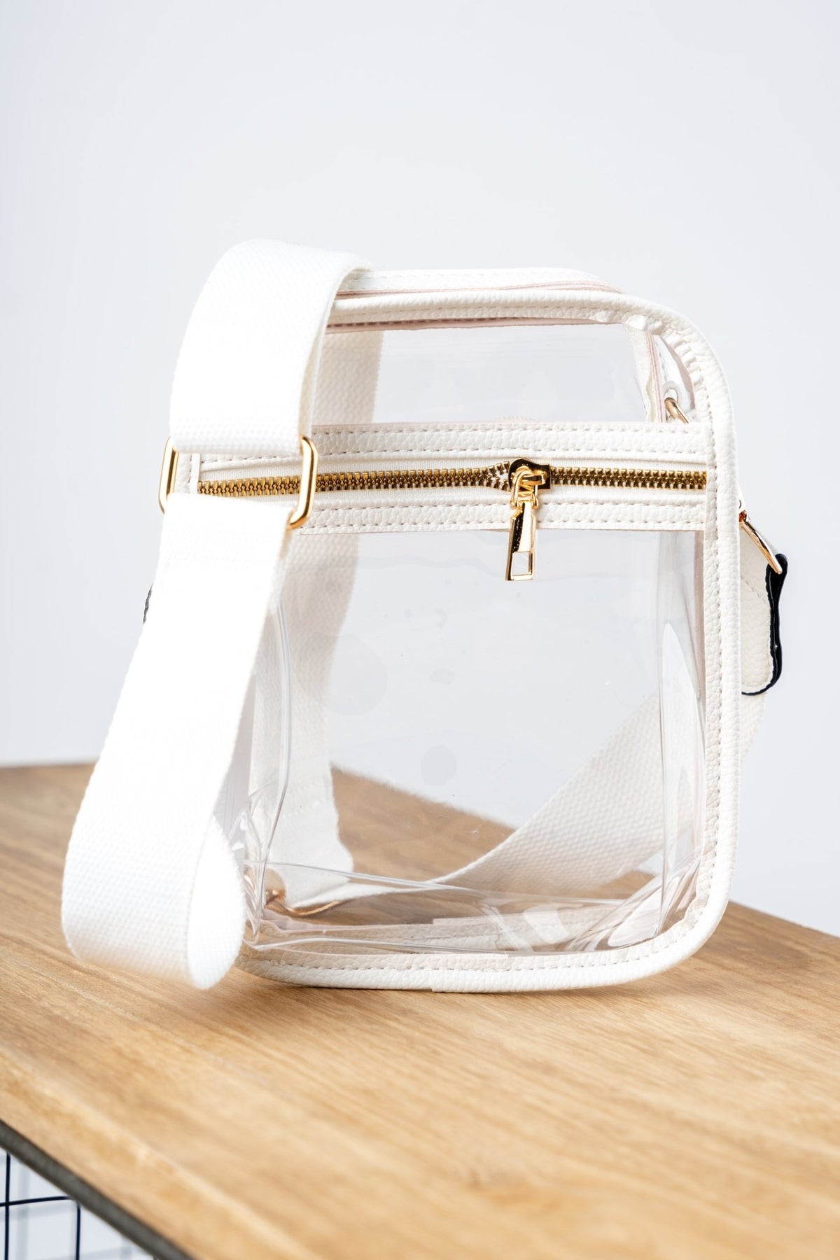 Clear crossbody stadium purse white - Trendy Bags at Lush Fashion Lounge Boutique in Oklahoma City