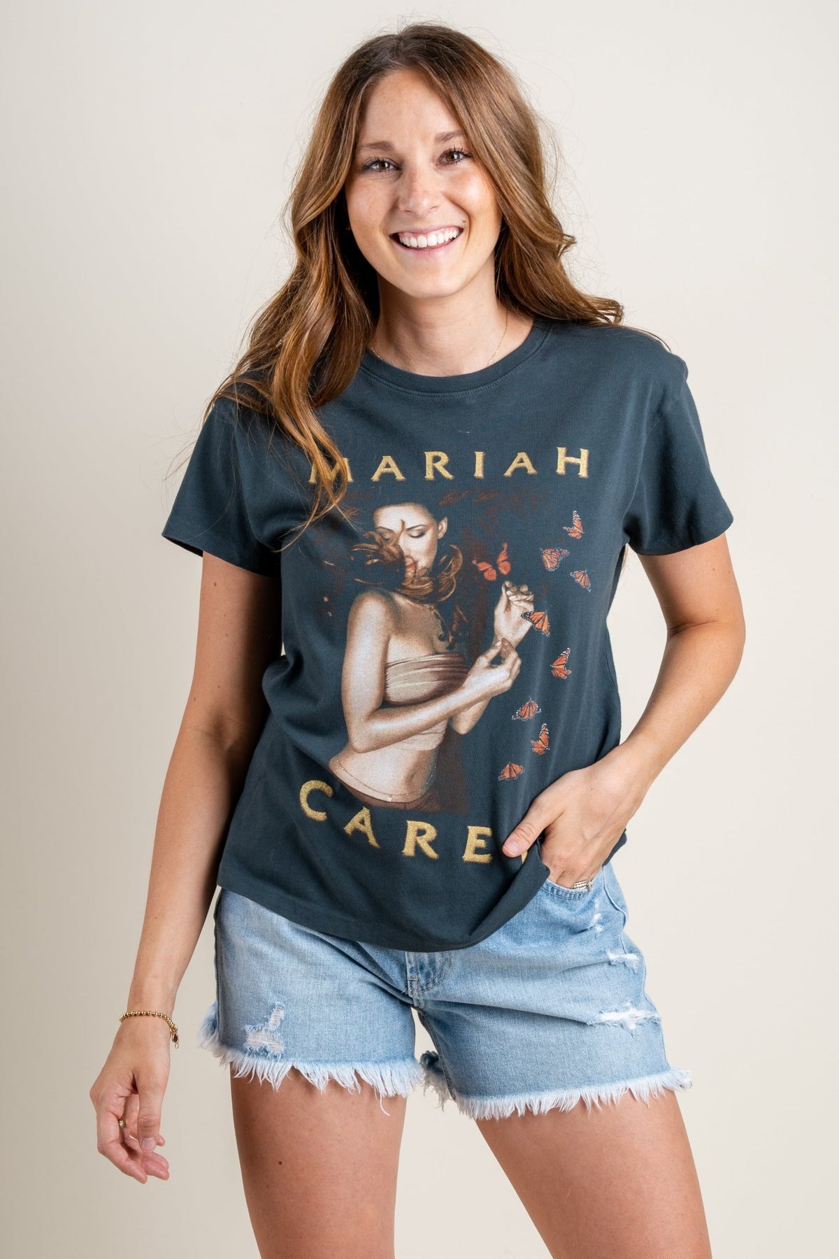 DayDreamer Mariah Carey butterfly t-shirt vintage black - Trendy Band T-Shirts and Sweatshirts at Lush Fashion Lounge Boutique in Oklahoma City