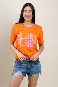 Lake life unisex t-shirt orange - DayDreamer Graphic Band Tees at Lush Fashion Lounge Trendy Boutique in Oklahoma City