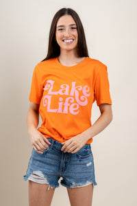 Lake life unisex t-shirt orange - DayDreamer Rock T-Shirts at Lush Fashion Lounge Trendy Boutique in Oklahoma City
