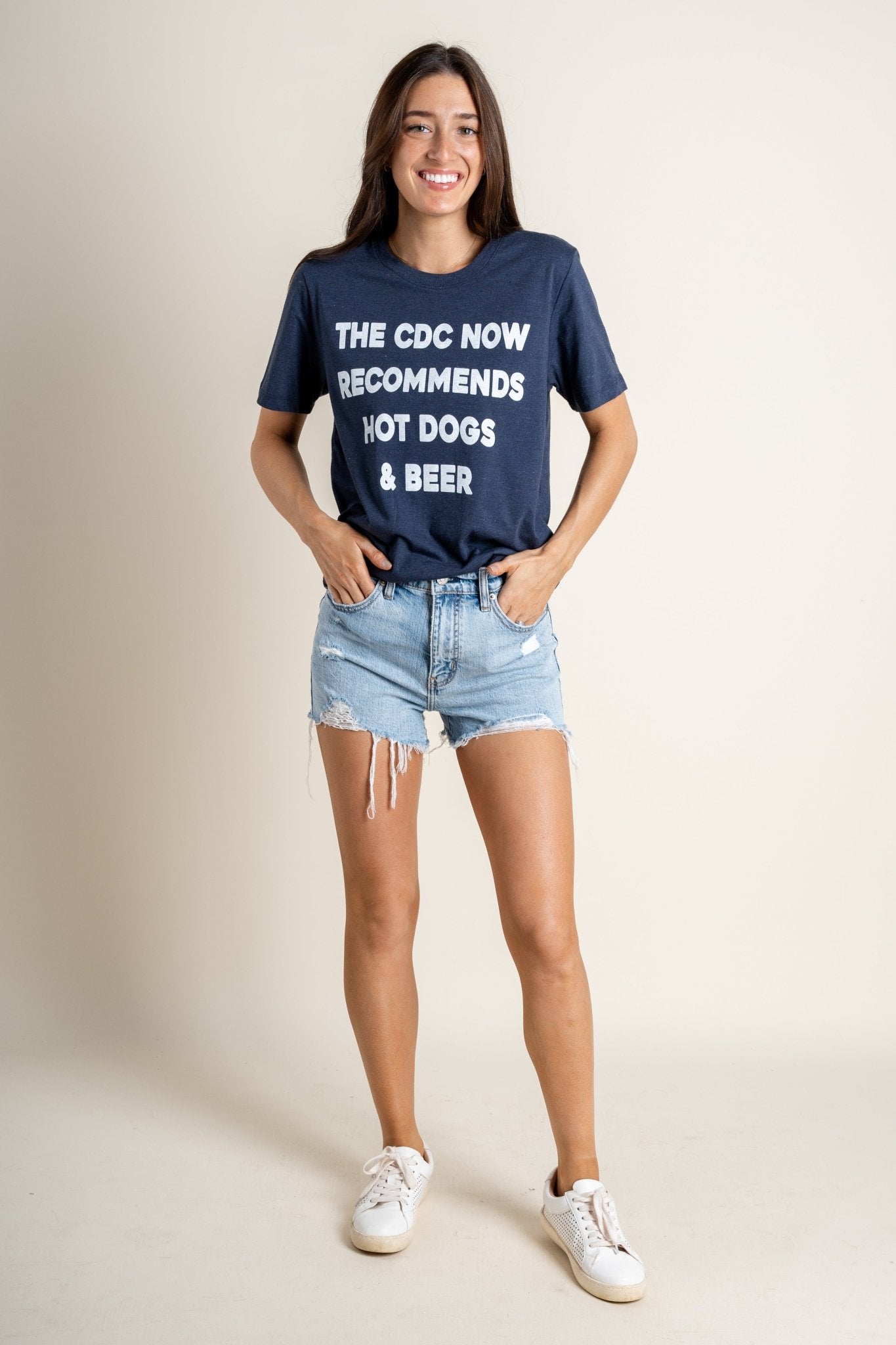 CDC hotdogs unisex short sleeve t-shirt navy - Trendy T-shirts - Fashion Graphic T-Shirts at Lush Fashion Lounge Boutique in Oklahoma City
