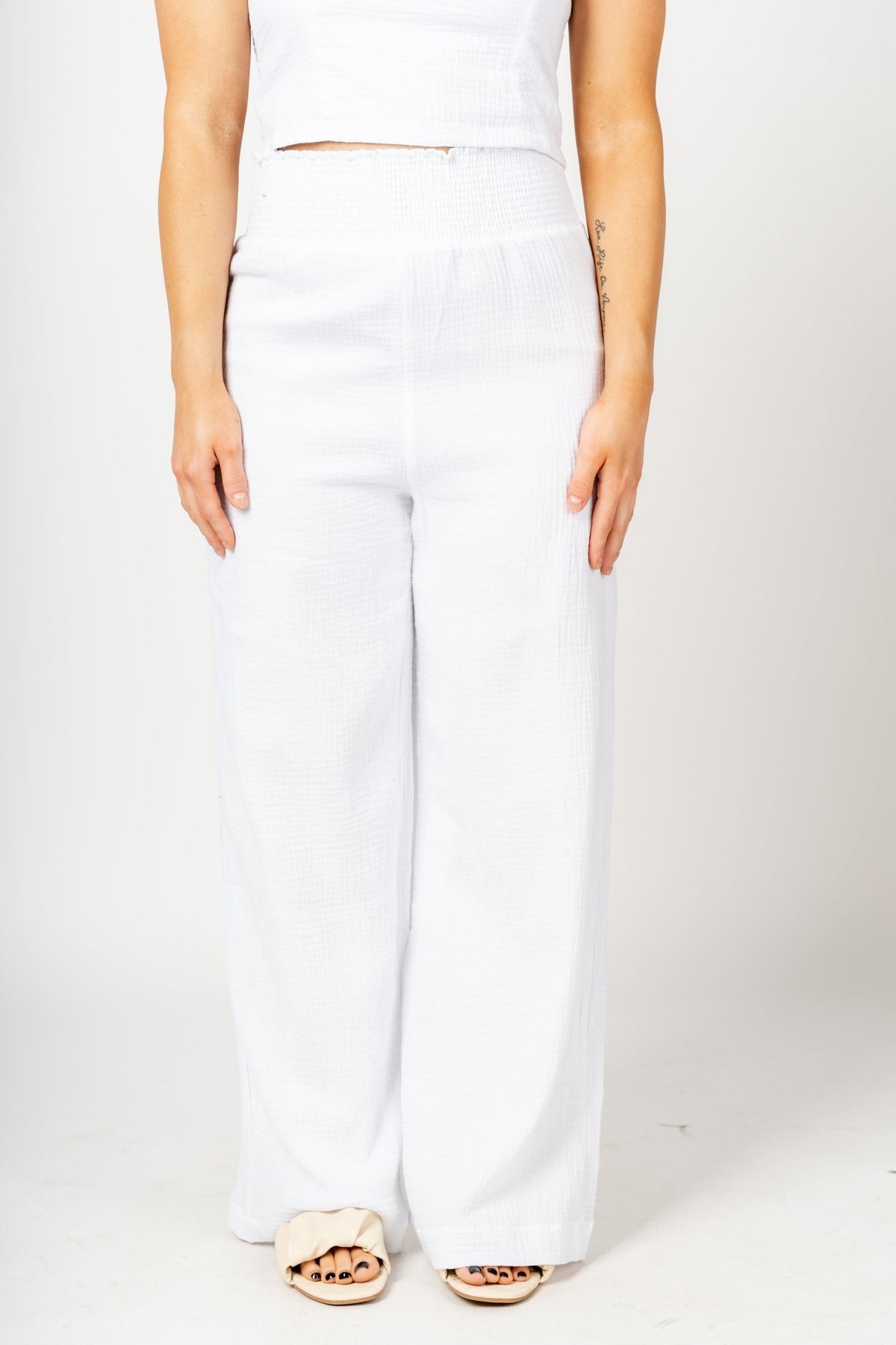 Z Supply Cassidy gauze pants white - Z Supply Pants - Z Supply Tops, Dresses, Tanks, Tees, Cardigans, Joggers and Loungewear at Lush Fashion Lounge