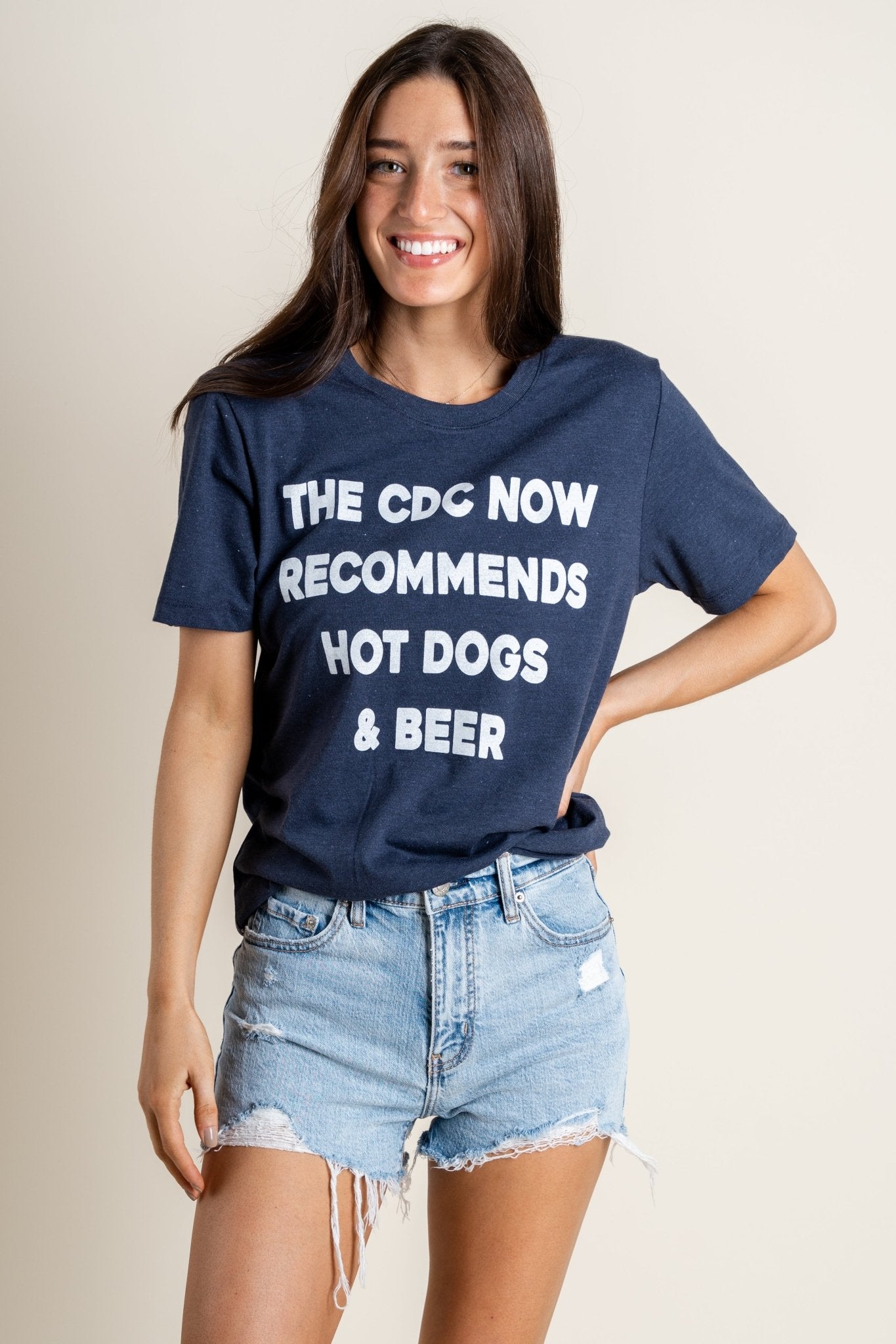 CDC hotdogs unisex short sleeve t-shirt navy - Cute T-shirts - Trendy Graphic T-Shirts at Lush Fashion Lounge Boutique in Oklahoma City