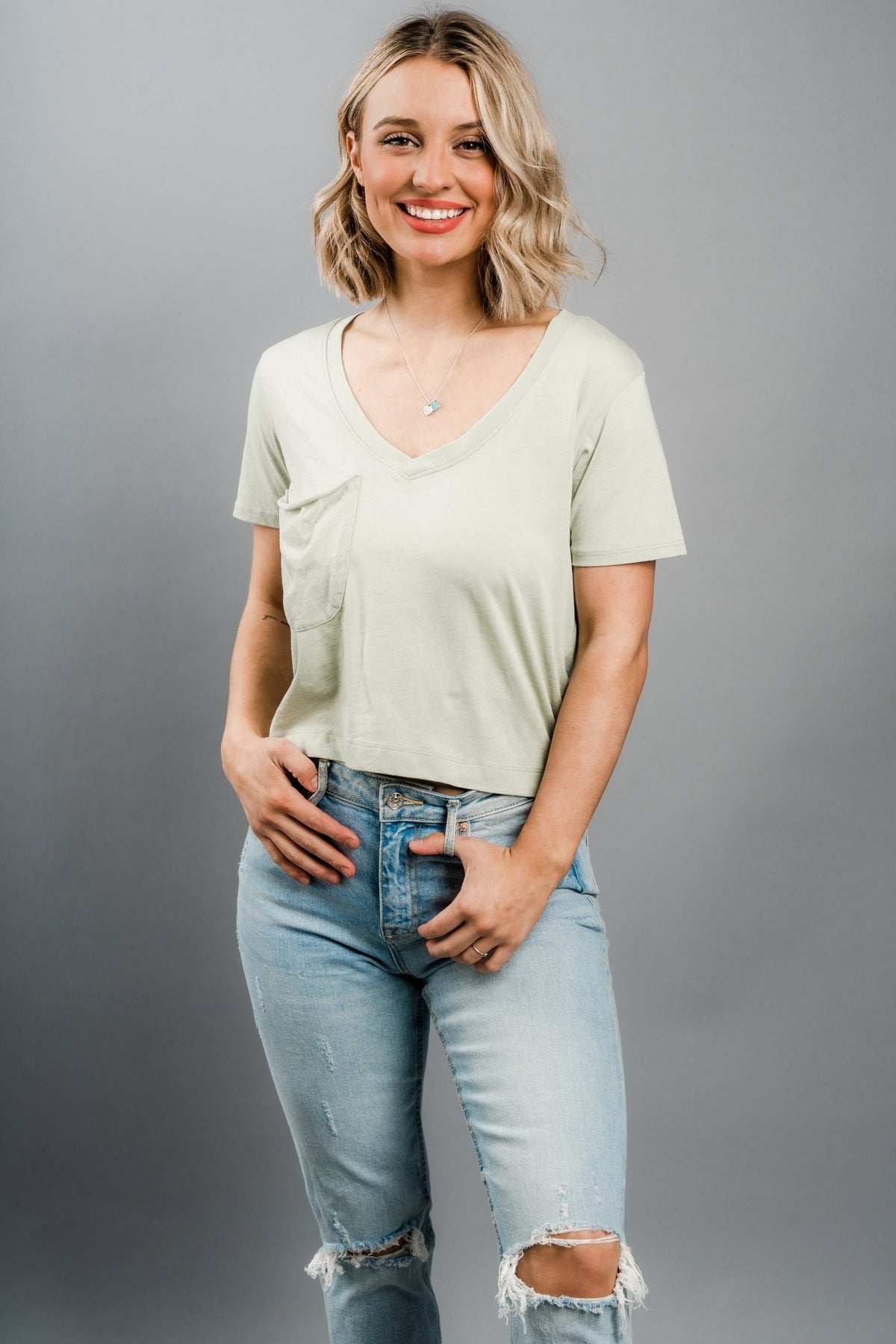 Z Supply skimmer pocket tee pistachio - Z Supply T-shirts - Z Supply Tops, Dresses, Tanks, Tees, Cardigans, Joggers and Loungewear at Lush Fashion Lounge