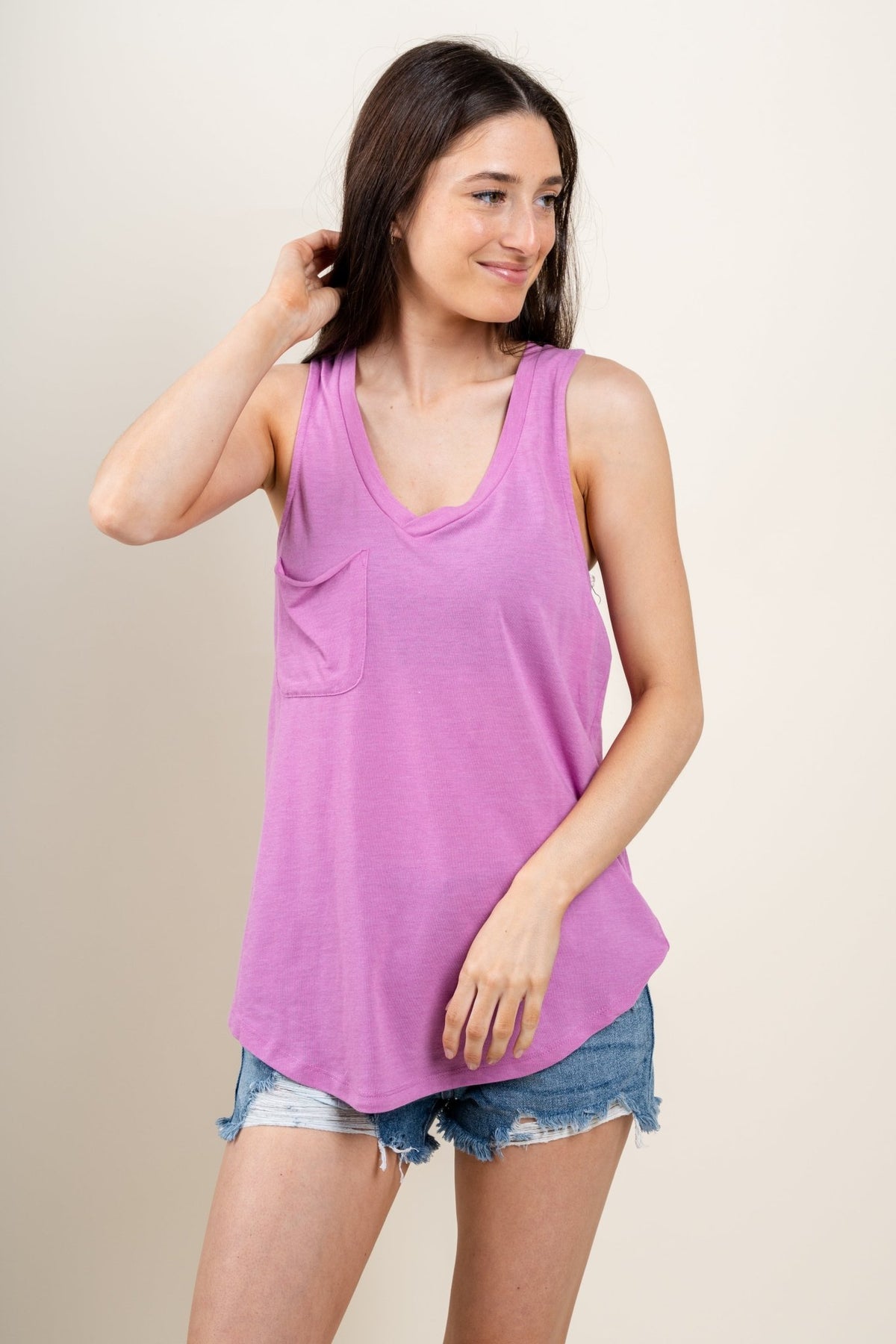 Z Supply pocket racer tank top wild dahlia - Z Supply Tank Top - Z Supply Tops, Dresses, Tanks, Tees, Cardigans, Joggers and Loungewear at Lush Fashion Lounge
