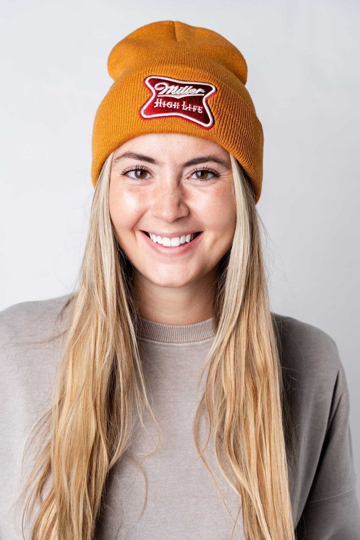 Miller high life cuffed knit beanie hazel - Trendy Gifts at Lush Fashion Lounge Boutique in Oklahoma City