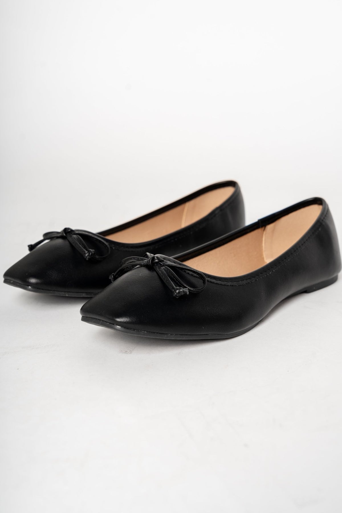Tulin bow ballerina flats black - Cute shoes - Trendy Shoes at Lush Fashion Lounge Boutique in Oklahoma City