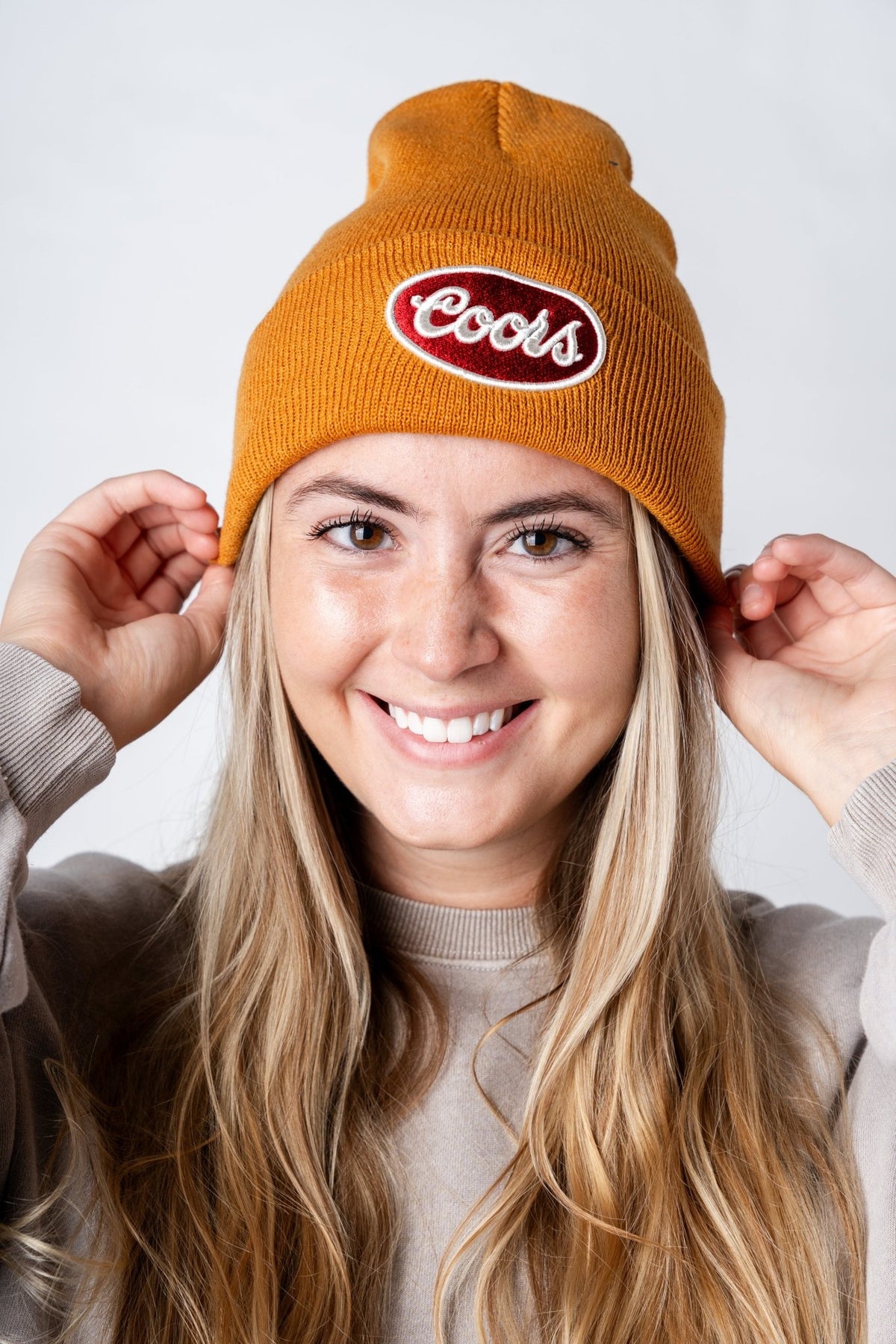 Coors cuffed knit beanie hazel - Trendy Gifts at Lush Fashion Lounge Boutique in Oklahoma City