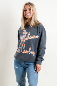 OSU OSU Beverly comfort colors sweatshirt pepper Sweatshirt | Lush Fashion Lounge Trendy Oklahoma State Cowboys Apparel & Cute Gameday T-Shirts