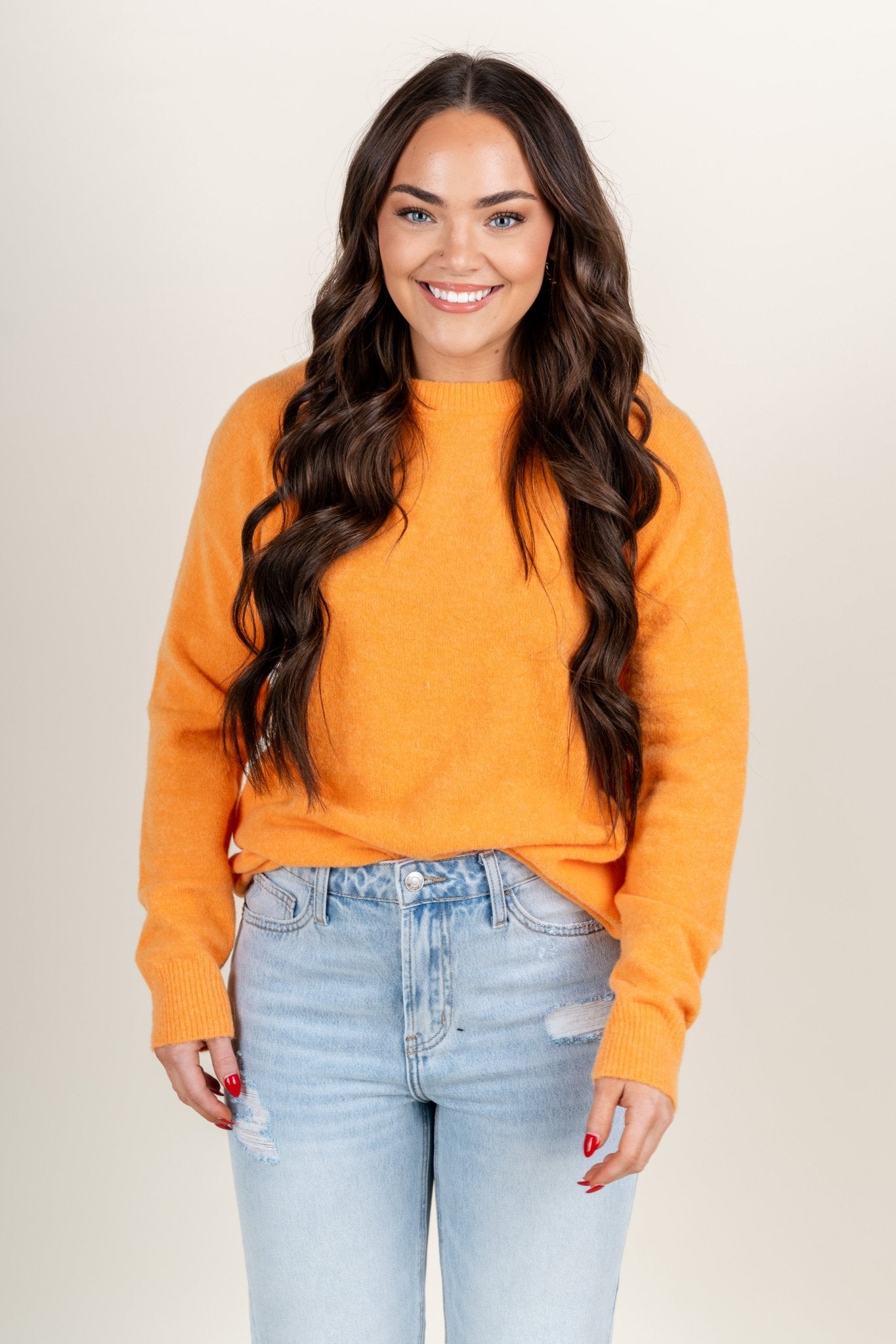 Z Supply Andrea sweater monarch orange - Z Supply Top - Z Supply Tops, Dresses, Tanks, Tees, Cardigans, Joggers and Loungewear at Lush Fashion Lounge