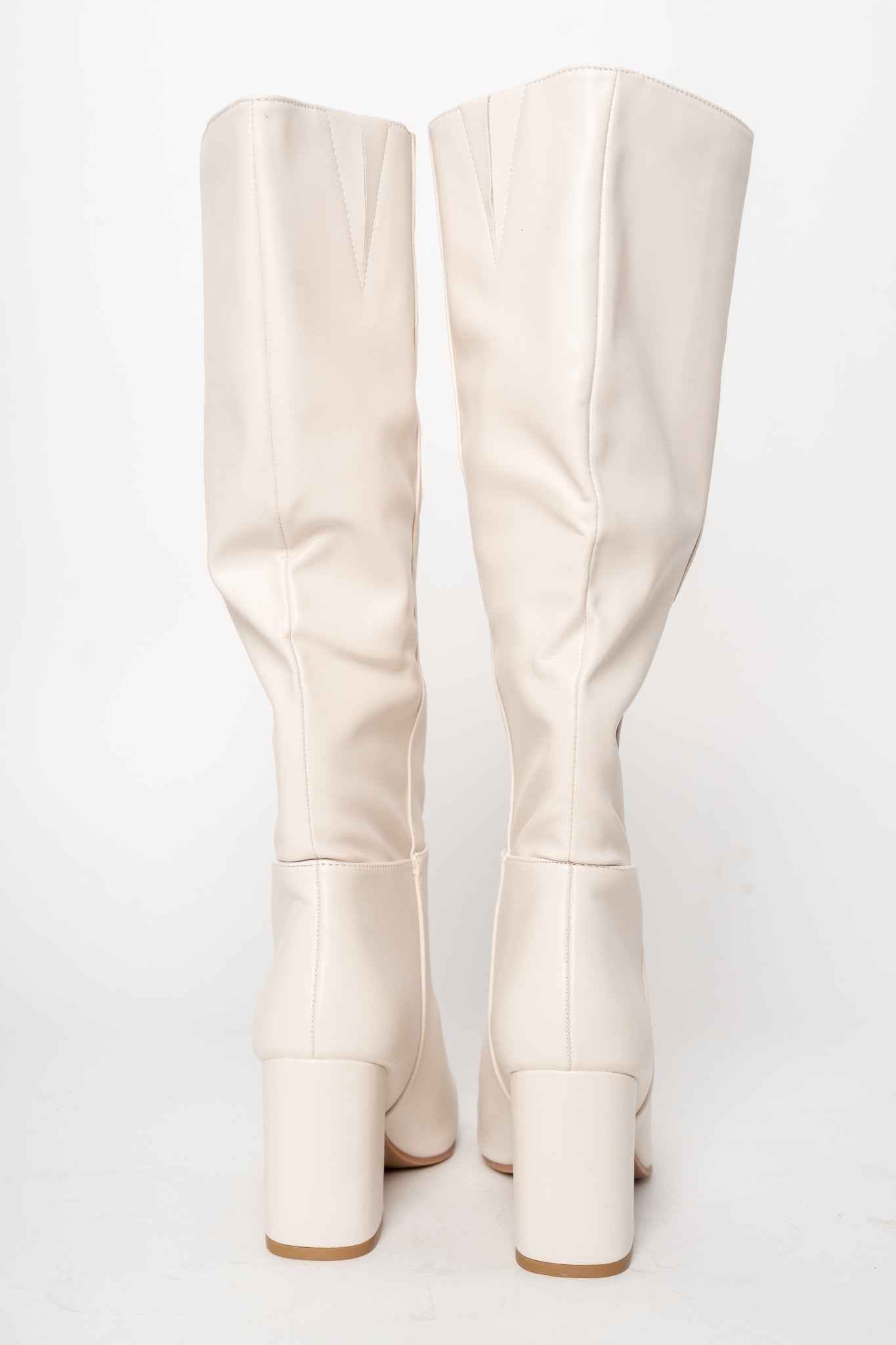 Malone knee high boots off white - Affordable shoes - Boutique Shoes at Lush Fashion Lounge Boutique in Oklahoma City