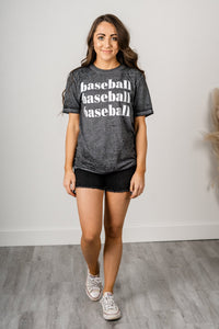 Baseball repeater acid wash t-shirt grey - Trendy T-shirts - Cute Graphic Tee Fashion at Lush Fashion Lounge Boutique in Oklahoma