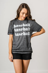 Baseball repeater acid wash t-shirt grey - Stylish T-shirts - Trendy Graphic T-Shirts and Tank Tops at Lush Fashion Lounge Boutique in Oklahoma City