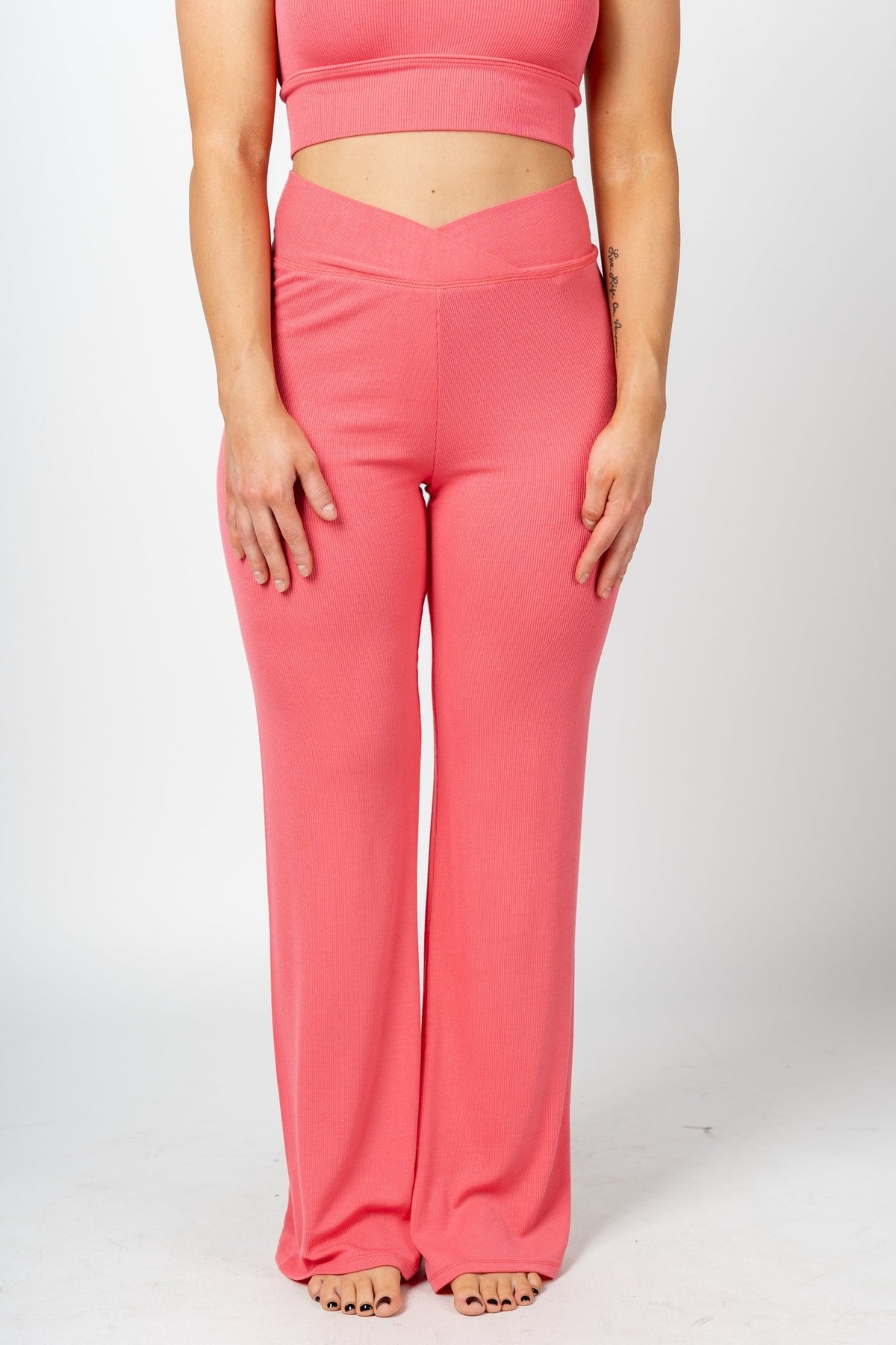 Z Supply crossover rib pant watermelon - Z Supply pants - Z Supply Tops, Dresses, Tanks, Tees, Cardigans, Joggers and Loungewear at Lush Fashion Lounge