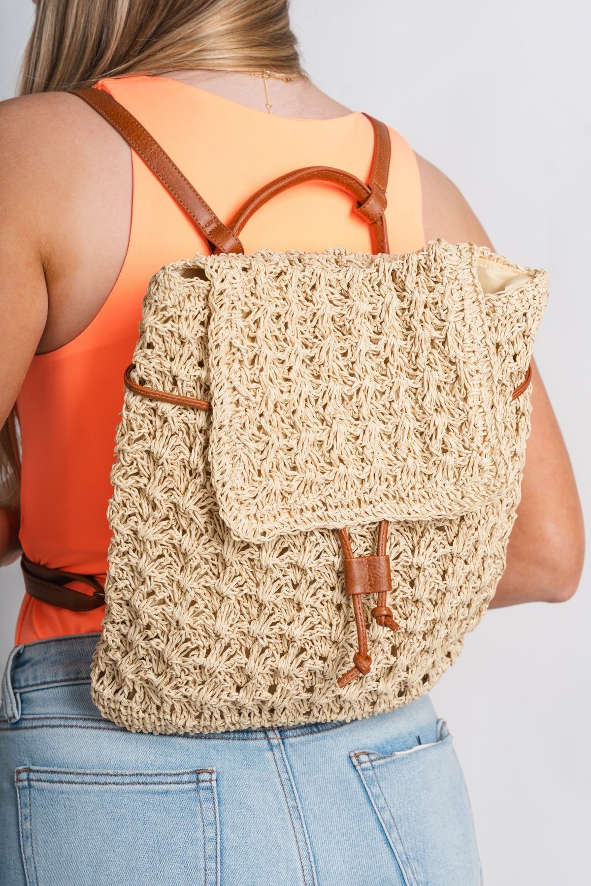 Straw backpack natural - Trendy backpack - Cute Vacation Collection at Lush Fashion Lounge Boutique in Oklahoma City