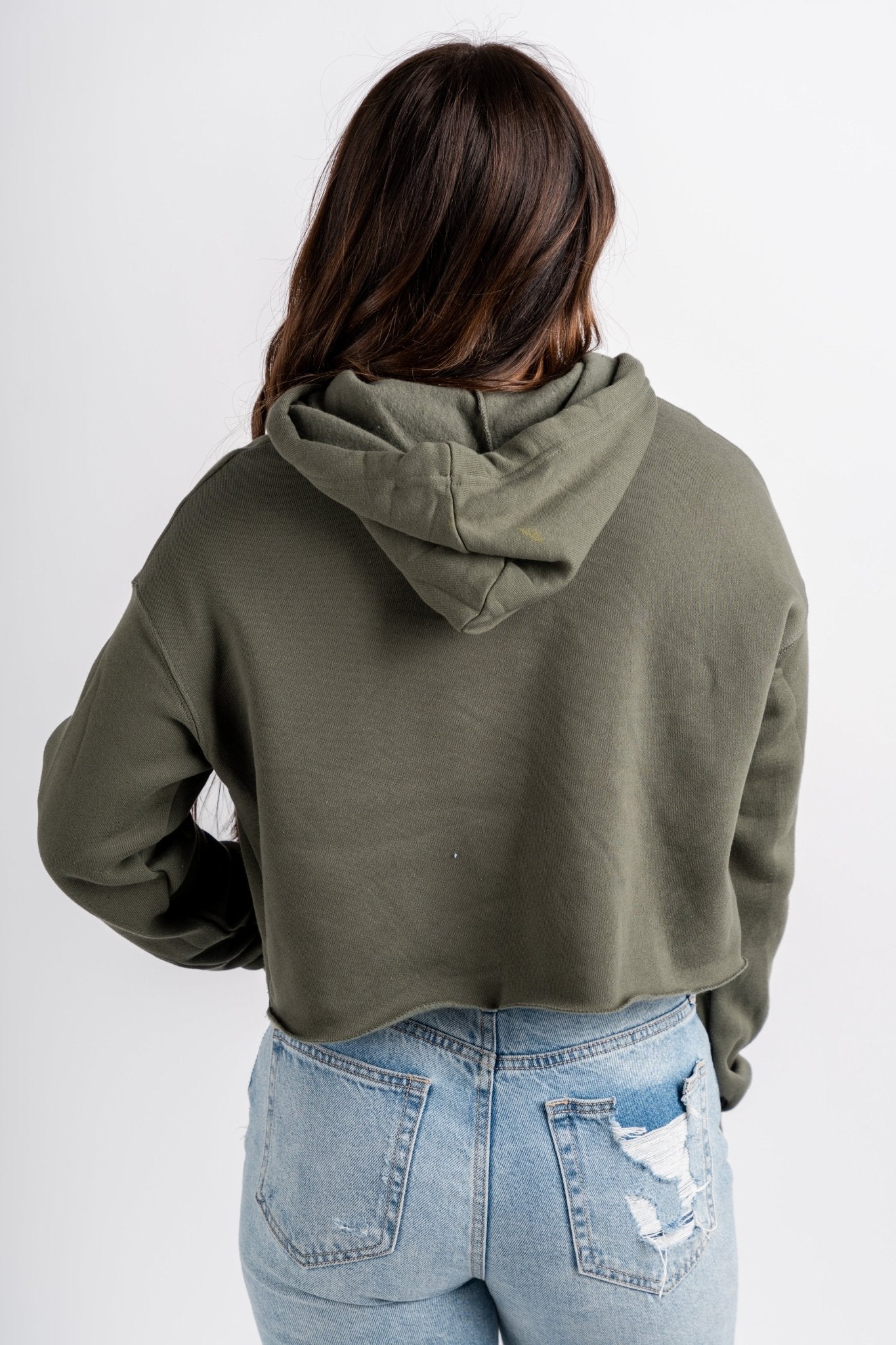 Lucky XL crop hoodie army green