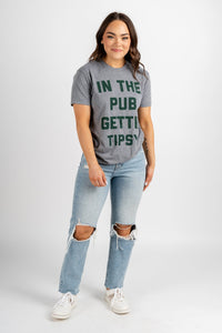In the pub getting tipsy t-shirt grey - Cute St. Patrick's Day Outfits at Lush Fashion Lounge Boutique in Oklahoma City