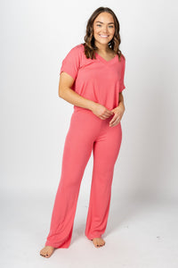 Z Supply crossover rib pant watermelon - Z Supply pants - Z Supply Clothing at Lush Fashion Lounge Trendy Boutique Oklahoma City