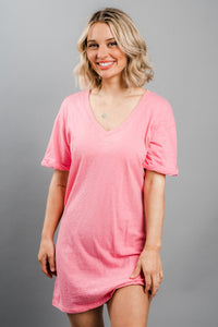 Z Supply v-neck t-shirt dress flamingo - Z Supply dress - Z Supply Tops, Dresses, Tanks, Tees, Cardigans, Joggers and Loungewear at Lush Fashion Lounge