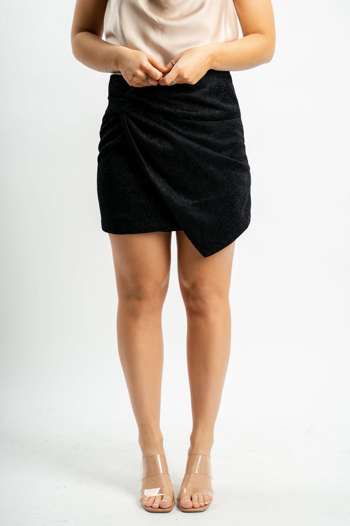 Glitter mini skirt black | Lush Fashion Lounge: boutique fashion skirts, affordable boutique skirts, cute affordable skirts