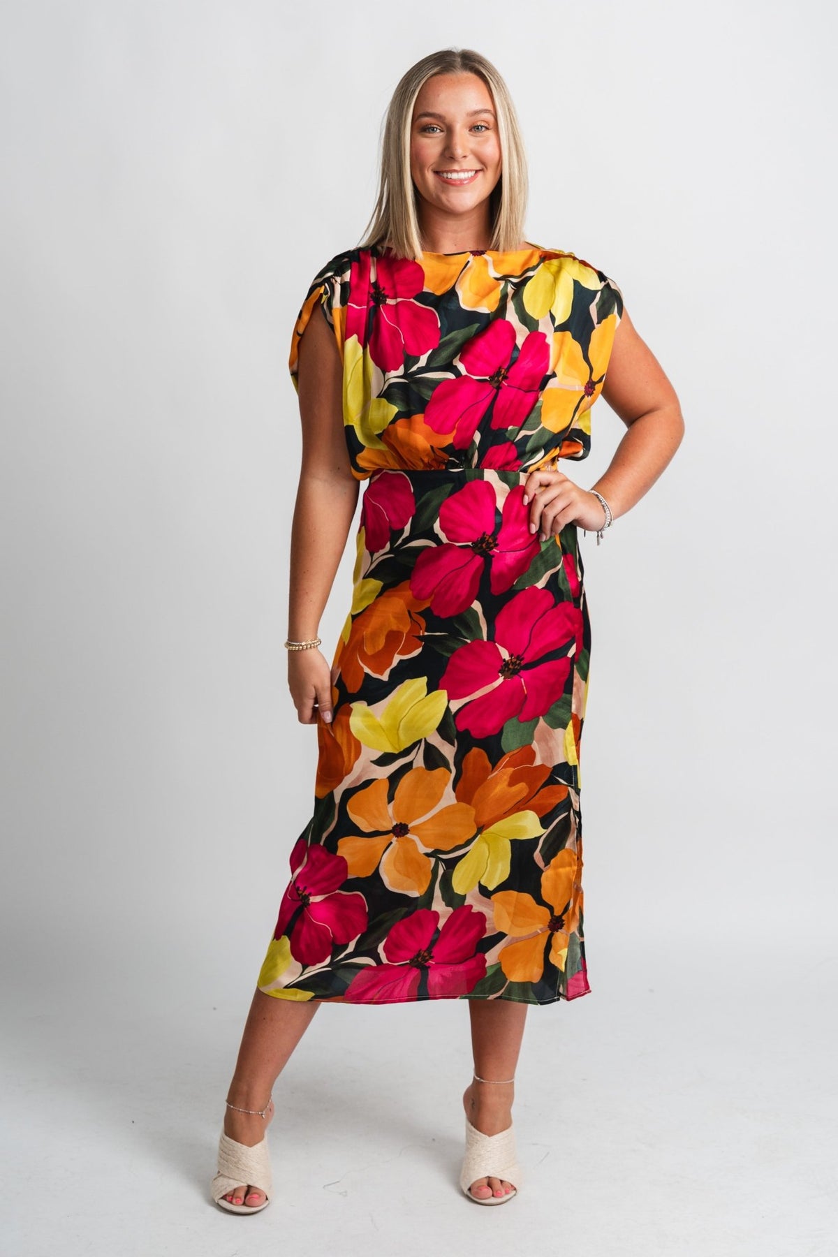 Tropical floral maxi dress fuchsia floral - Trendy dress - Cute Vacation Collection at Lush Fashion Lounge Boutique in Oklahoma City