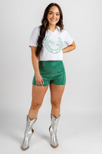 Feelin' lucky v-neck t-shirt white - Cute St. Patrick's Day Outfits at Lush Fashion Lounge Boutique in Oklahoma City