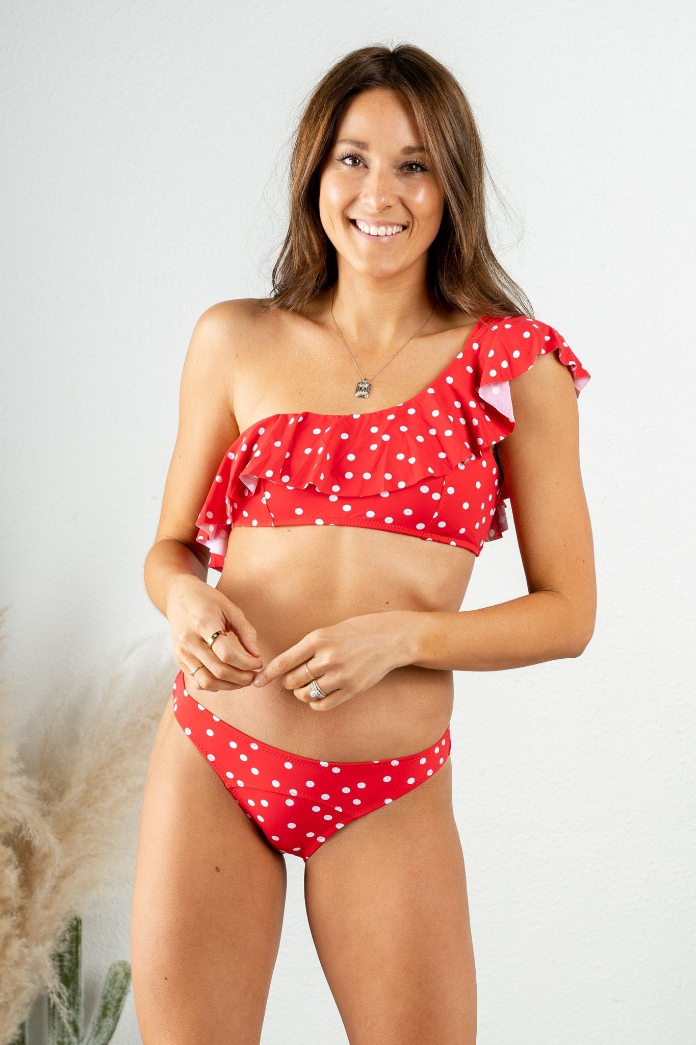 Polka dot swim bottoms red - Trendy swimsuit - Fashion Swimsuits at Lush Fashion Lounge Boutique in Oklahoma City