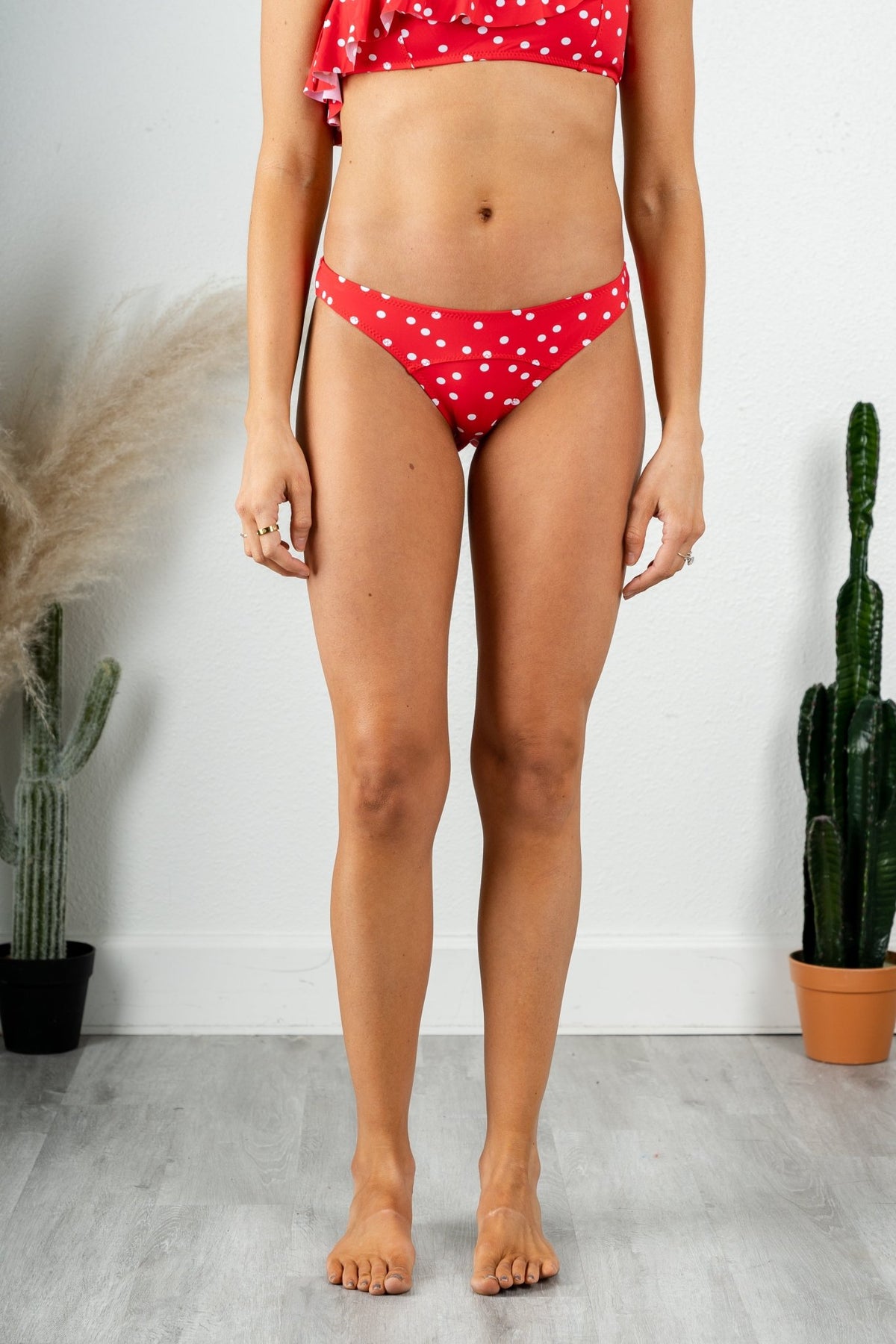 Polka dot swim bottoms red - Cute swimsuit - Trendy Swimsuits at Lush Fashion Lounge Boutique in Oklahoma City