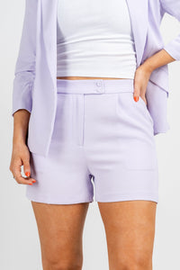 Tailored shorts french lilac - Stylish shorts - Cute Easter Outfits at Lush Fashion Lounge Boutique in Oklahoma