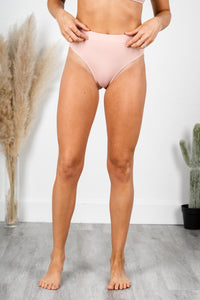 High waist solid swim bottom blush - Cute swimwear - Trendy Swimsuits at Lush Fashion Lounge Boutique in Oklahoma City