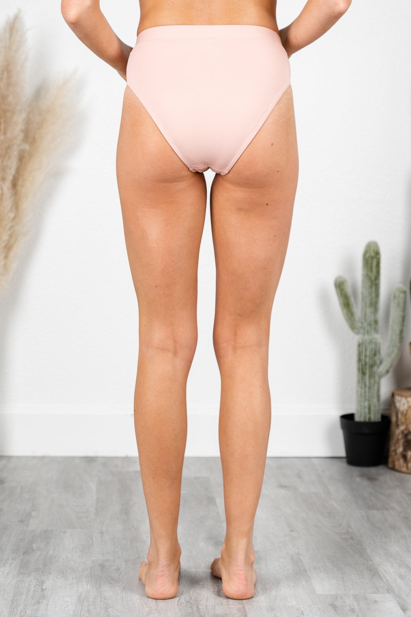 High waist solid swim bottom blush - Cute swimwear - Affordable Swimsuits at Lush Fashion Lounge Boutique in Oklahoma City