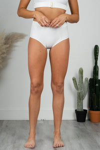 Ribbed swim high waist bottoms white - Cute swimsuit - Trendy Swimsuits at Lush Fashion Lounge Boutique in Oklahoma City