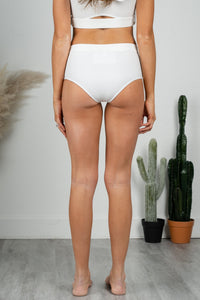 Ribbed swim high waist bottoms white - Unique swimsuit - Stylish Swimsuits at Lush Fashion Lounge Boutique in Oklahoma City