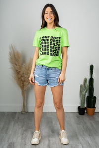 Lake daze repeater dyed t-shirt lime green - DayDreamer Clothing at Lush Fashion Lounge Trendy Boutique in Oklahoma City