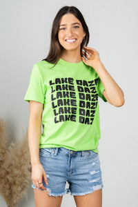 Lake daze repeater dyed t-shirt lime green - DayDreamer Rock T-Shirts at Lush Fashion Lounge Trendy Boutique in Oklahoma City