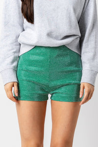 Rhinestone shorts emerald - Affordable Shorts - Boutique Shorts at Lush Fashion Lounge Boutique in Oklahoma City