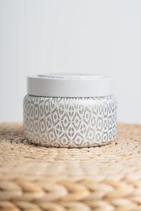 Capri blue white print travel tin volcano - Trendy Candles and Scents at Lush Fashion Lounge Boutique in Oklahoma City