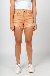 Z Supply Classic high rise shorts saddle - Z Supply shorts - Z Supply Apparel at Lush Fashion Lounge Trendy Boutique Oklahoma City